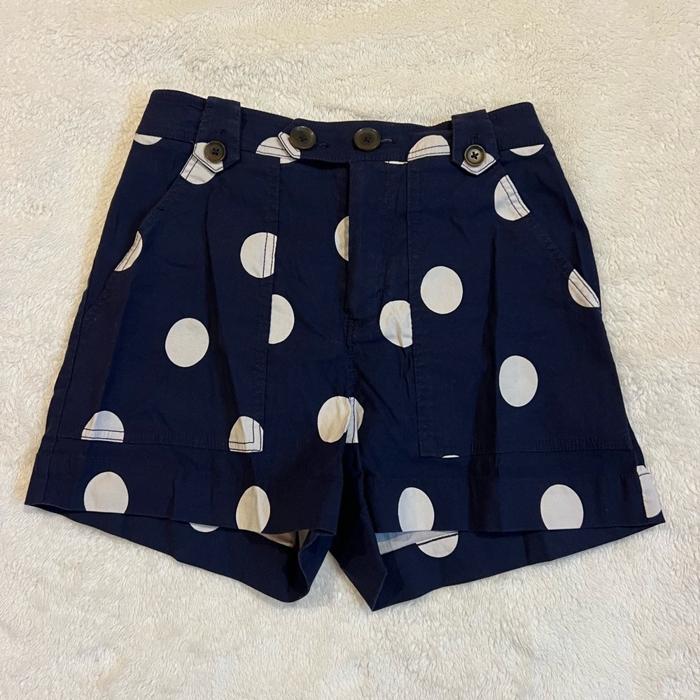 Maeve Blue and White Bermudas with Playful Polka Dots